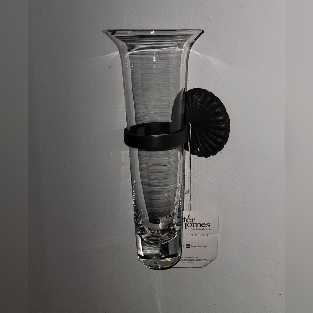 Scalloped Wall Vase Metal & glass.